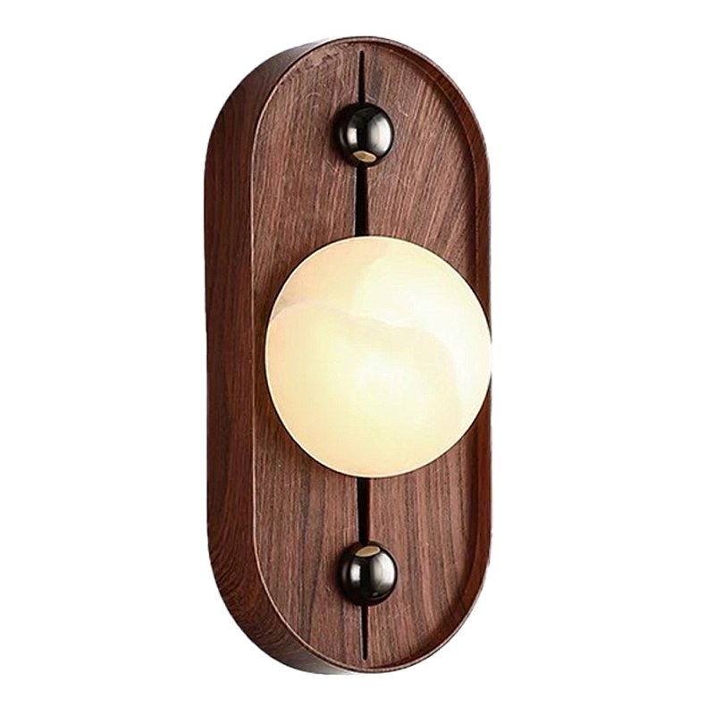Настенный светильник овальный с деревянным основанием Wood Wall Lamp Коричневый в Орле | Loft Concept 