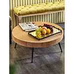 Журнальный столик с круглой фактурной столешницей из натурального дерева Vortex варинант исполнения - 6 | Loft Concept в Орле