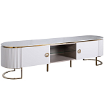 Тумба под телевизор белая овальная с мраморной столешницей Thoroughbass варинант исполнения - 1 | Loft Concept в Орле