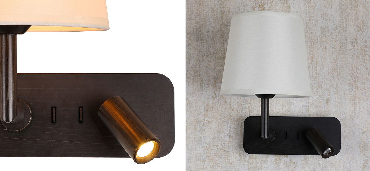 Бра с абажуром Trumpet Lamp Black 2 лампы Бра с абажуром Trumpet Lamp Black 2 лампы - Loft-Concept в Орле