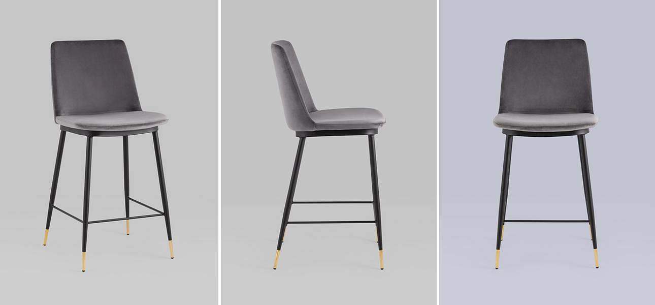 Полубарный Стул Melissa Chair Серый Велюр Полубарный Стул Melissa Chair Серый Велюр - Loft-Concept в Орле