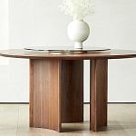 Стол обеденный круглый с двойной столешницей Walnut Wood Table варинант исполнения - 4 | Loft Concept в Орле