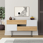Комод c 2-мя белыми дверцами и 2-мя выдвижными ящиками цвета древесины EROS CONSOLE OAK WHITE варинант исполнения - 1 | Loft Concept в Орле