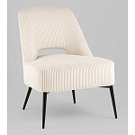 Кресло лаунж Бостон велюр рельефный молочный на черных ножках варинант исполнения - 1 | Loft Concept в Орле