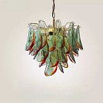 Люстра стеклянная с зелеными лепестками Green Leaf Fall варинант исполнения - 3 | Loft Concept в Орле