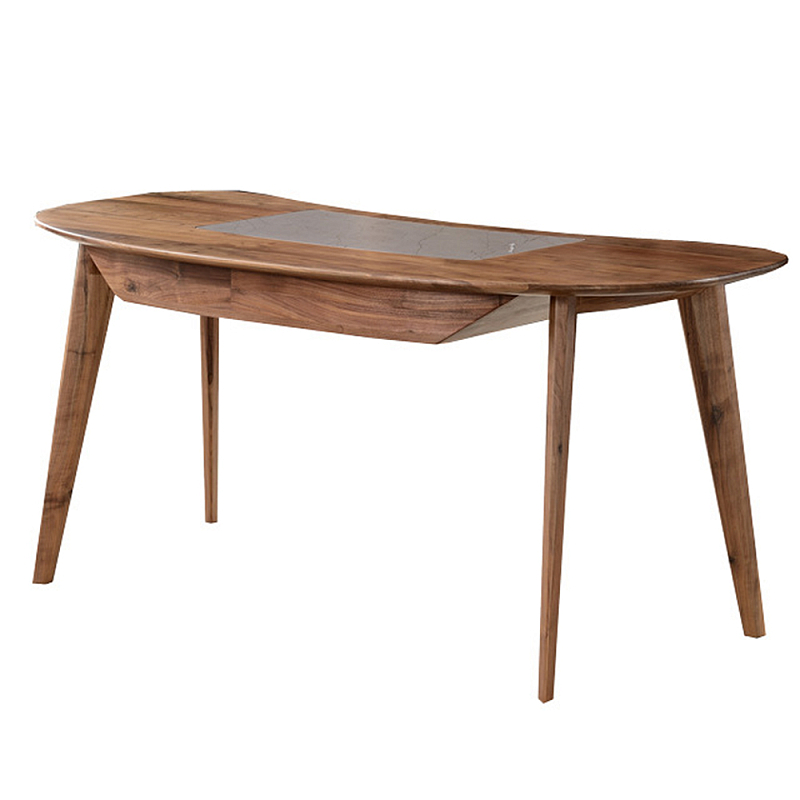 Стол рабочий округлой формы с ящиком  Working Moonnut Table Орех в Орле | Loft Concept 