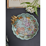 Блюдо из голубого фарфора с бронзовой птичкой Blue Garden варинант исполнения - 5 | Loft Concept в Орле