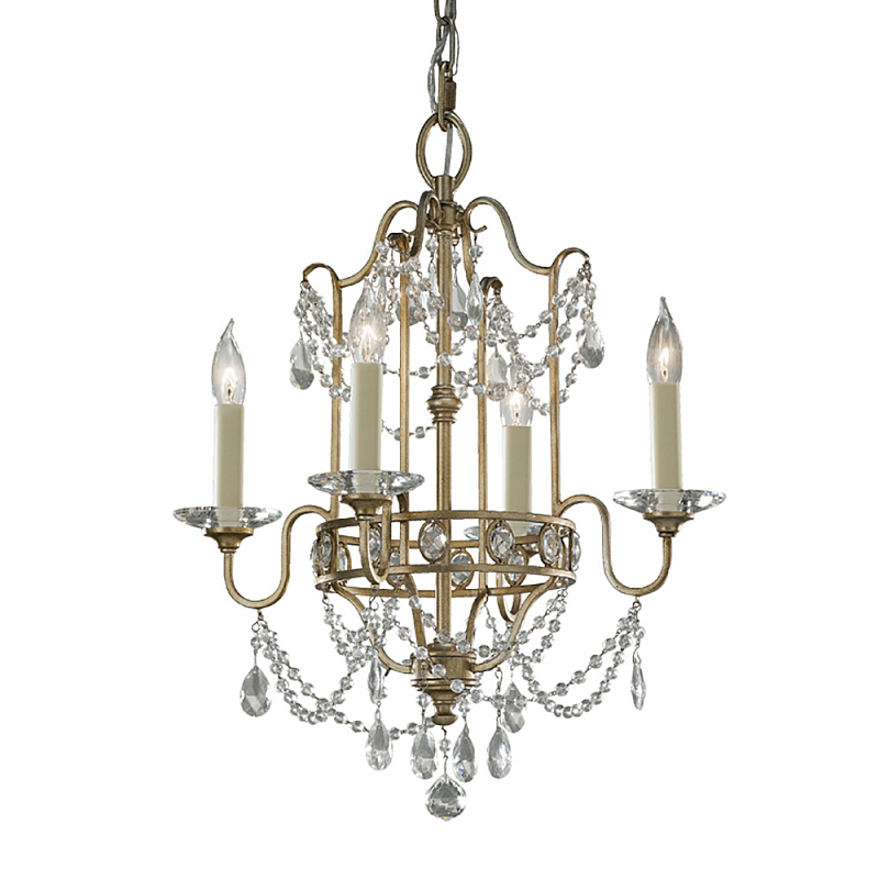 Люстра подвеная с 4-мя лампами и стеклянными подвесками в классическом стиле Feiss Серебряный Прозрачное Стекло в Орле | Loft Concept 