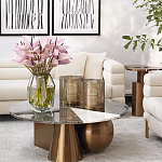 Дизайнерский журнальный стол с круглой столешницей на 3-х геометрических ножках Lehumod варинант исполнения - 3 | Loft Concept в Орле