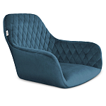 Барный стул со спинкой и подлокотниками на 4-х деревянных ножках Douglas Rhombus Синий Велюр варинант исполнения - 2 | Loft Concept в Орле