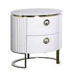 Тумбочка белая овальная с мраморной столешницей Thoroughbass варинант исполнения - 1 | Loft Concept в Орле