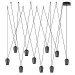 Подвесной светильник черными плафонами на длинных пересекающихся тросах Construction варинант исполнения - 7 | Loft Concept в Орле