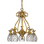 Люстра цвета латунь с 5-ю плафонами из рельефного стекла в форме ананаса Hinkley варинант исполнения - 1 | Loft Concept в Орле