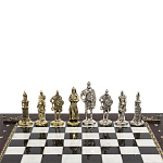 Шахматы в ларце из натуральных камней Долерит Малахит Мрамор Decorative Thematic Chess Русь варинант исполнения - 4 | Loft Concept в Орле