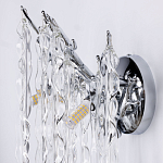 Бра цвета хром с ветвями и прозрачными стеклянными подвесками в виде вытянутых спиральных капель Droplet Chandelier варинант исполнения - 6 | Loft Concept в Орле