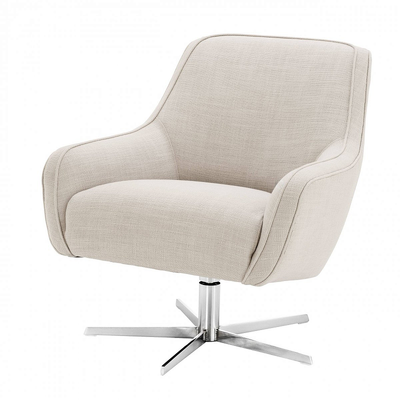 Кресло Eichholtz Swivel Chair Serena Natural Никель Молочный Кресло Eichholtz Swivel Chair Serena Natural Никель Молочный в Орле | Loft Concept