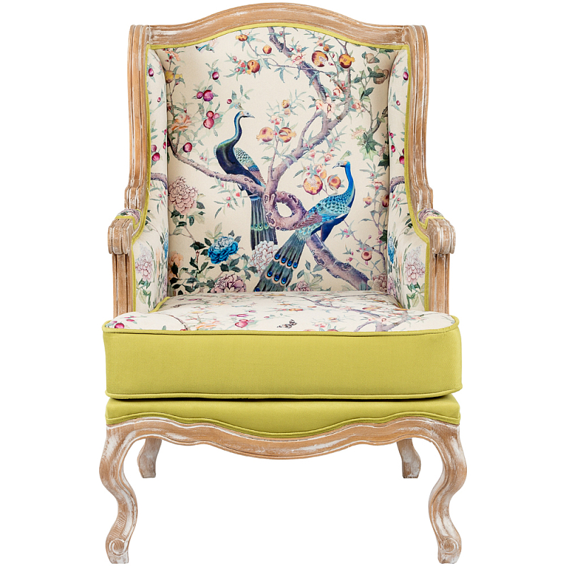 Кресло из натурального бука бежевое с изображением птиц и цветов Beige Green Chinoiserie Garden Armchair Мульти Бежевый Салатовый Кресло из натурального бука бежевое с изображением птиц и цветов Beige Green Chinoiserie Garden Armchair Мульти Бежевый Салатовый в Орле | Loft Concept