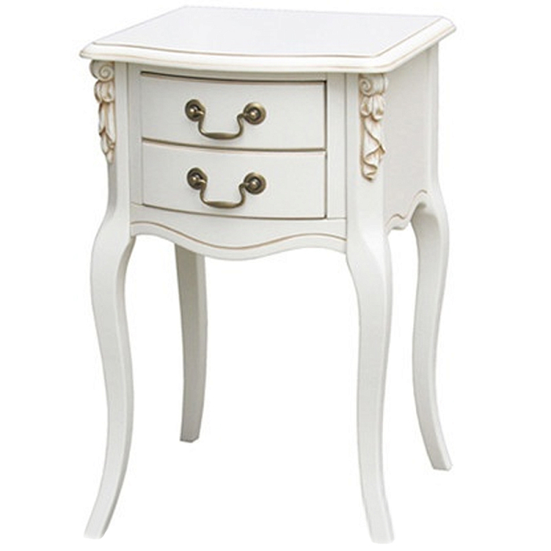 Прикроватная тумба в стиле прованс с 2-мя ящиками Paule Montmartre Provence Bedside Table Белый Орех Латунь в Орле | Loft Concept 