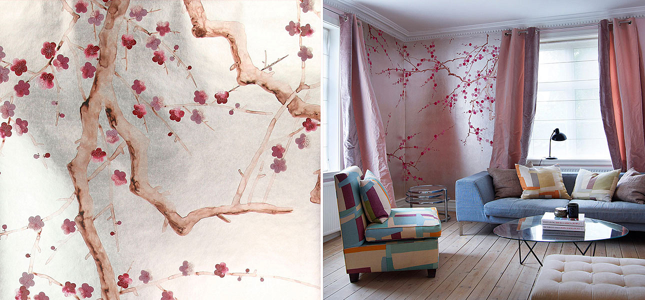 Обои ручная роспись Plum Blossom Blossom on Tarnished Silver gilded paper Обои ручная роспись Plum Blossom Blossom on Tarnished Silver gilded paper - Loft-Concept в Орле