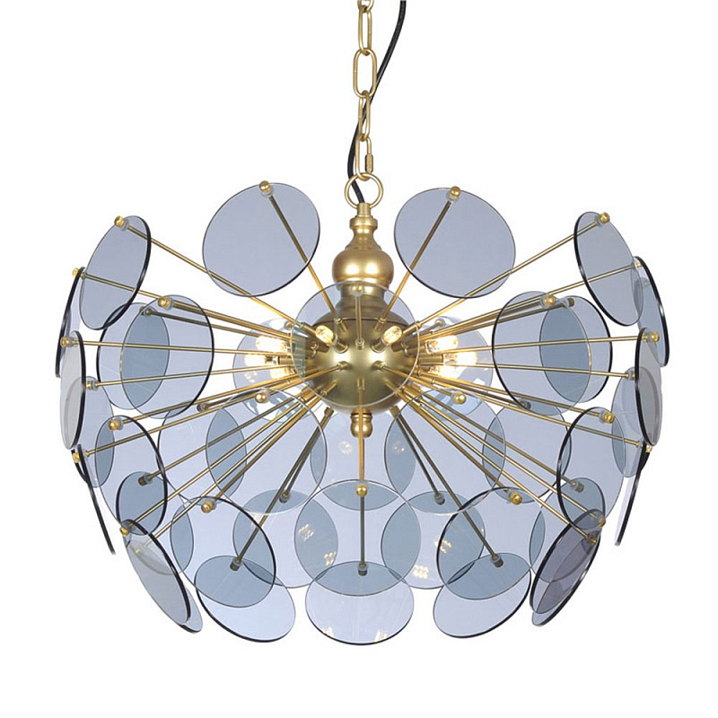 Люстра Sputnik Glass Lenz Chandelier Голубой пастельный Глянцевое золото в Орле | Loft Concept 