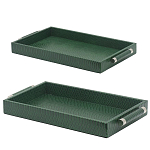 Комплект из двух прямоугольных подносов зеленого цвета Serpent варинант исполнения - 2 | Loft Concept в Орле