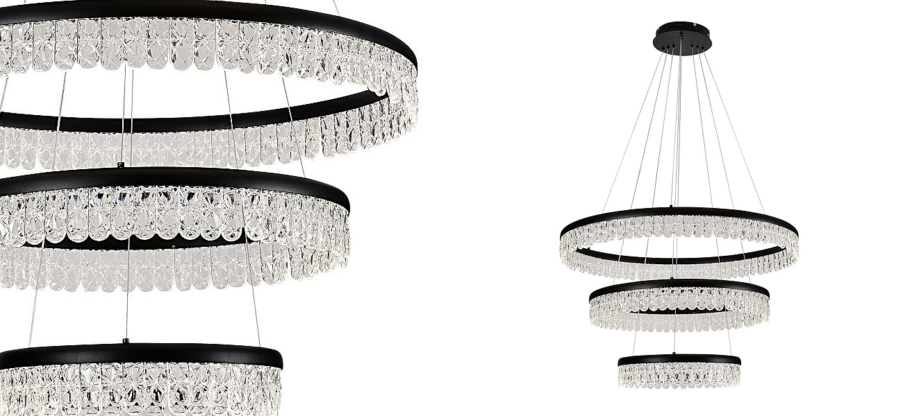 Светодиодная люстра из 3-х колец Pettico Black Светодиодная люстра из 3-х колец Pettico Black - Loft-Concept в Орле
