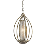 Подвесной светильник овальной формы с цилиндрическим плафоном в цвете сусальное серебро Kichler варинант исполнения - 1 | Loft Concept в Орле