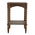 Приставной столик деревянный с резными ножками и нижней полкой Vintage Side Table Brown Wood варинант исполнения - 3 | Loft Concept в Орле