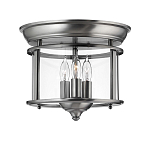 Потолочный светильник в форме фонаря с прозрачным цилиндрическим плафоном и тремя лампами в форме свечей Hinkley варинант исполнения - 1 | Loft Concept в Орле