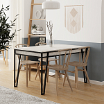 Стол обеденный с прямоугольной столешницей пыльного белого цвета на 4-х металлических ножках PAL ANCIENT WHITE варинант исполнения - 3 | Loft Concept в Орле