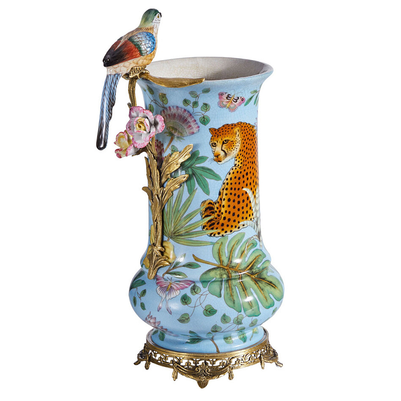 Ваза из фарфора с птицей на бронзовой ветке Garden of Eden Бронза Мульти в Орле | Loft Concept 