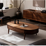 Кофейный стол овальный из дерева с 2-мя ящиками Coffee Walnut Table варинант исполнения - 1 | Loft Concept в Орле