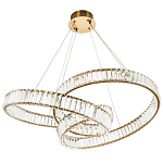 Подвесная люстра в виде изогнутых колец с хрустальным декором Ring Horizontal Oculus Gold Light Chandelier варинант исполнения - 3 | Loft Concept в Орле