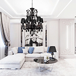 Люстра подвесная с плиссированными абажурами и множеством подвесок черного цвета Диаметр 62 см Lustre Reverie варинант исполнения - 4 | Loft Concept в Орле