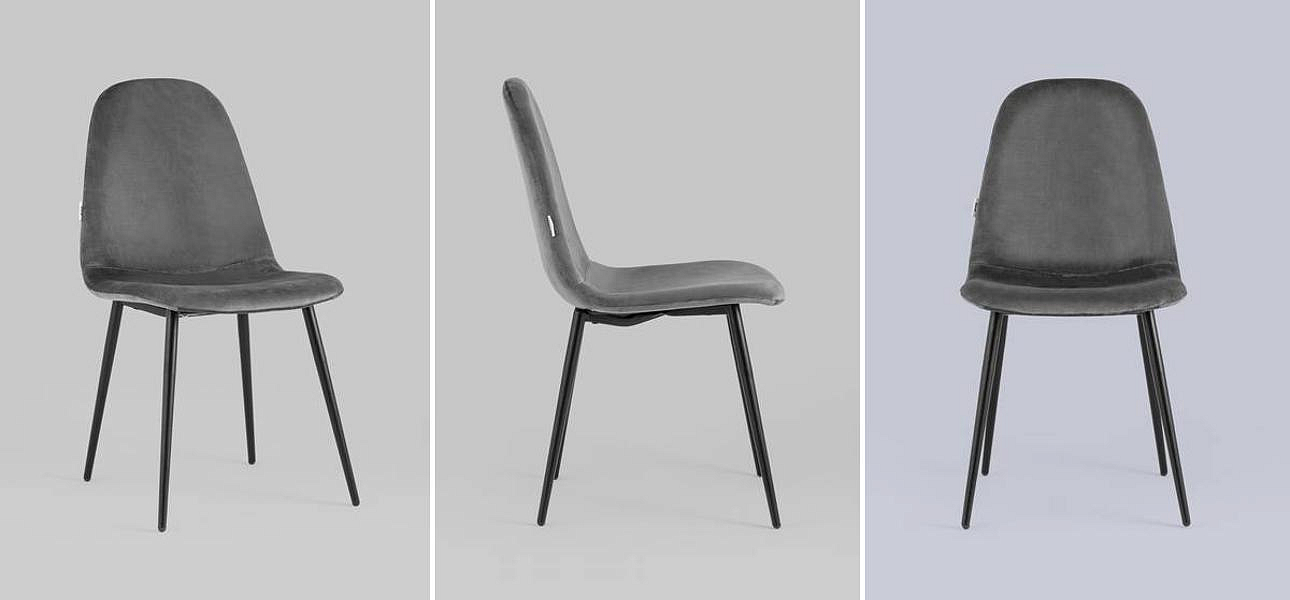 Стул Archie Chair Черные ножки Темно-Серый Велюр Стул Archie Chair Черные ножки Темно-Серый Велюр - Loft-Concept в Орле
