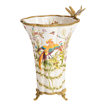 Ваза из фарфора с бронзовой стрекозой  Paradise Dragonfly варинант исполнения - 6 | Loft Concept в Орле