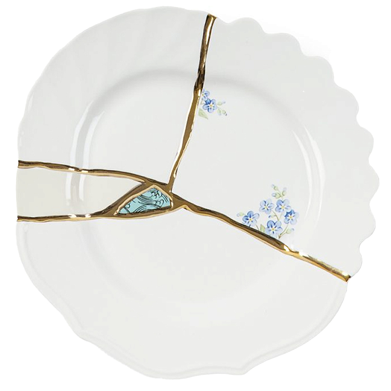 Десертная тарелка Seletti Kintsugi Белый Золотой Десертная тарелка Seletti Kintsugi Белый Золотой в Орле | Loft Concept