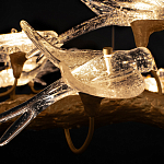 Люстра подвесная линейная с прозрачными стеклянными птичками на ветвях Serip Voa варинант исполнения - 11 | Loft Concept в Орле