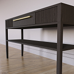 Дизайнерская Консоль с полкой и ящиком Primo Темный орех варинант исполнения - 5 | Loft Concept в Орле