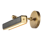 Светильник для картин цвет винтажная латунь с прямоугольным плафоном из кожи черного цвета Alora варинант исполнения - 4 | Loft Concept в Орле