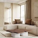 Дизайнерский журнальный стол с фигурной столешницей на белом основании Holarisex варинант исполнения - 1 | Loft Concept в Орле