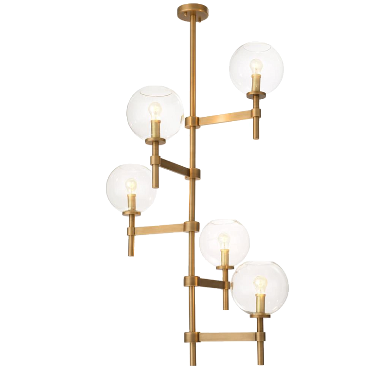 Люстра Chandelier Jade Cascade Латунь Античная полированная Прозрачное Стекло Люстра Chandelier Jade Cascade Латунь Античная полированная Прозрачное Стекло в Орле | Loft Concept