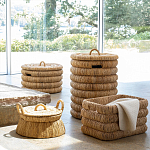 Плетеная корзина с крышкой из плетеного бананового дерева Zuwena Wicker Basket варинант исполнения - 6 | Loft Concept в Орле