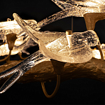 Люстра подвесная с прозрачными стеклянными птичками на ветвях Диаметр 80 см Serip Voa варинант исполнения - 10 | Loft Concept в Орле