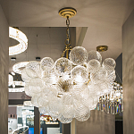 Люстра подвесная с рифлёными стеклянными шарами в форме воздушного облака Berries Chandelier варинант исполнения - 4 | Loft Concept в Орле