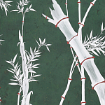 Обои ручная роспись Bamboo Argent on Edo Green painted silk варинант исполнения - 2 | Loft Concept в Орле