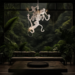 Люстра с тремя фигурами обезьян с лампочками в руках белого цвета Hanging Monkey варинант исполнения - 10 | Loft Concept в Орле