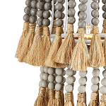 Подвесной светильник двухъярусный с декором из круглых деревянных бусин с кисточками Gray Brown Wooden Beads Chandelier варинант исполнения - 1 | Loft Concept в Орле