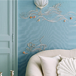 Обои с вышивкой ручной работы Amami Waves Moonbeam colourway on silk moire варинант исполнения - 2 | Loft Concept в Орле