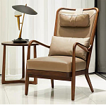 Кресло c каркасом из массива дерева и с мягким подголовником Walnut Armchair варинант исполнения - 1 | Loft Concept в Орле